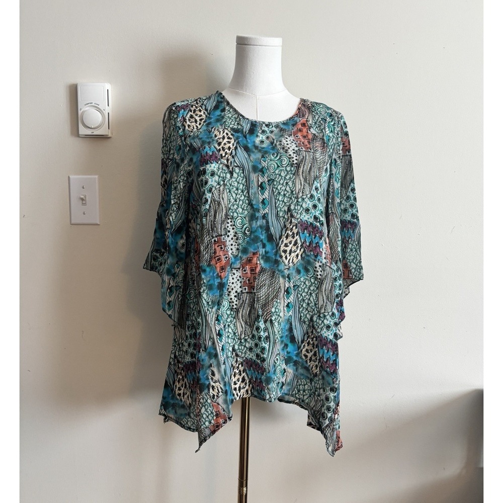 Vintage Y2K 90s 2000s Flare Sleeve SILK Top Party‎ Retro Tianello Steve Barraza